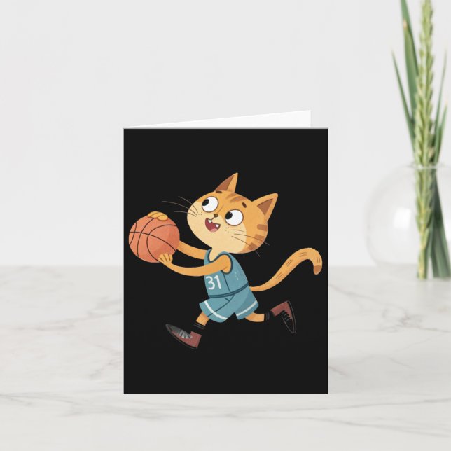 Niedliche Basketballkatze Karte (Vorderseite)
