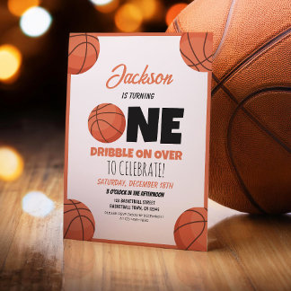 Niedliche Basketballsportkids 1. Geburtstag Einladung