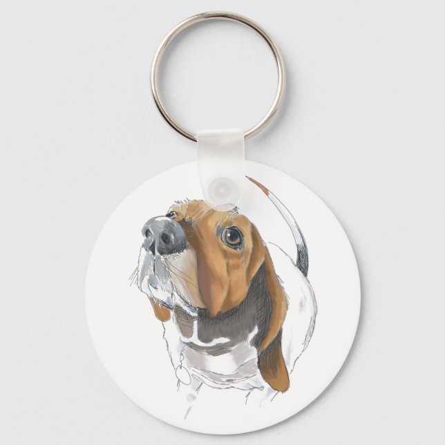 Niedliche Basset Hound Liebhaber Nah Up Schlüsselanhänger (Vorderseite)