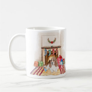Niedliche Basset Hound Weihnachtsfeier Tasse. Kaffeetasse