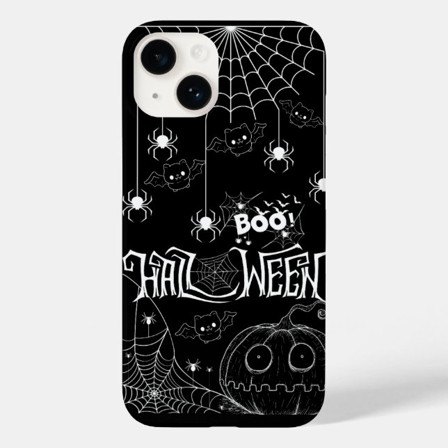 Niedliche Bats & Spooky Pumpkins iPhone Case (Rückseite)
