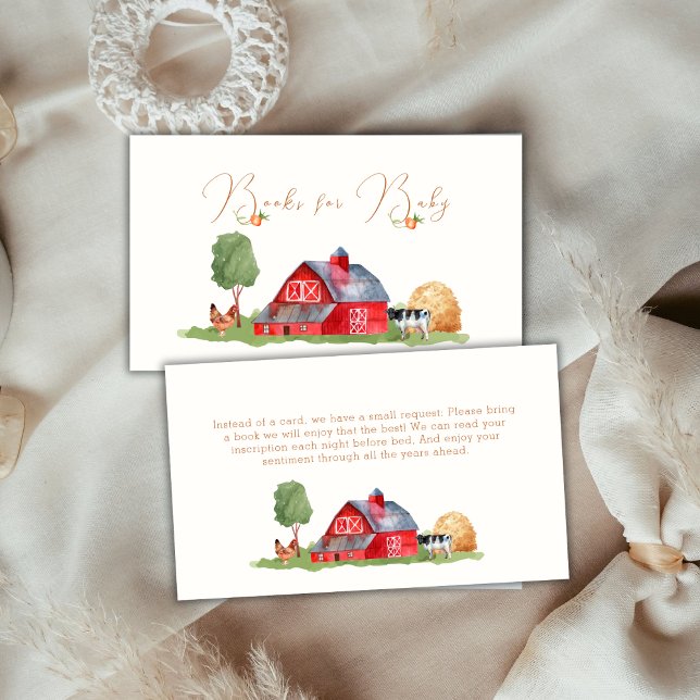 Niedliche Bauer vermarkten Barnyard Books für Baby Begleitkarte (Cute Farmers Market Barnyard Books For Baby Shower Enclosure Card)