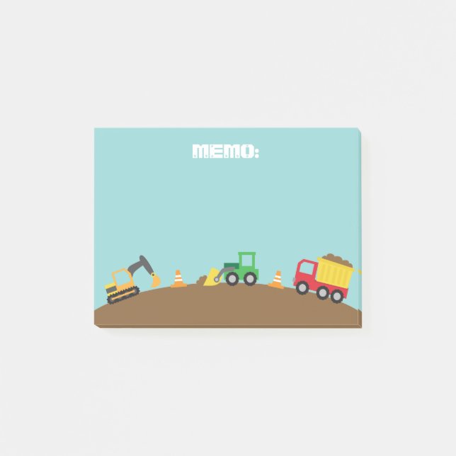 Niedliche Baufahrzeuge für Boys Post-it Klebezettel (Vorderseite)