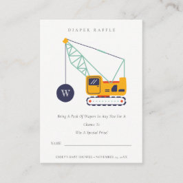 Niedliche Baukrane Windeln Raffle Babydusche Begleitkarte