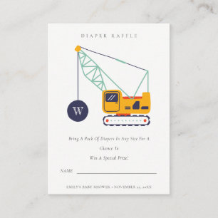 Niedliche Baukrane Windeln Raffle Babydusche Begleitkarte
