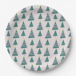 Niedliche Baumdoodles Rosa Grün Pappteller