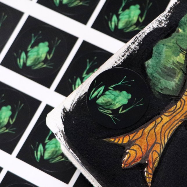 Niedliche Baumfrosche Kunstfrosche I Liebe Frösche Runder Aufkleber (Von Creator hochgeladen)