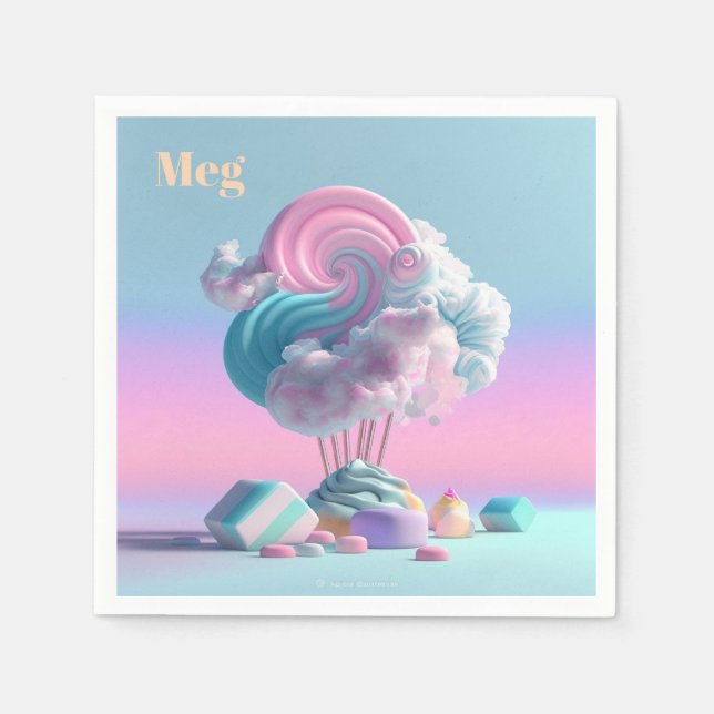 Niedliche Baumwolle Candy Clouds Personalisiert Na Serviette (Vorderseite)