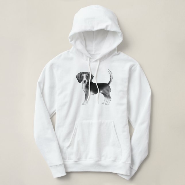 Niedliche Beagle-Hunde-Illustration in Schwarzweiß Hoodie (Design vorne)