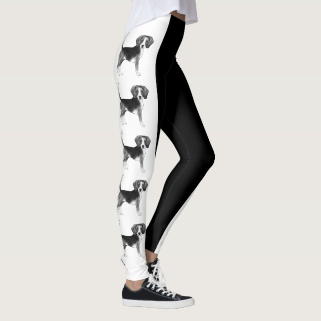 Niedliche Beagle-Hunde-Illustration in Schwarzweiß Leggings (Rechts)