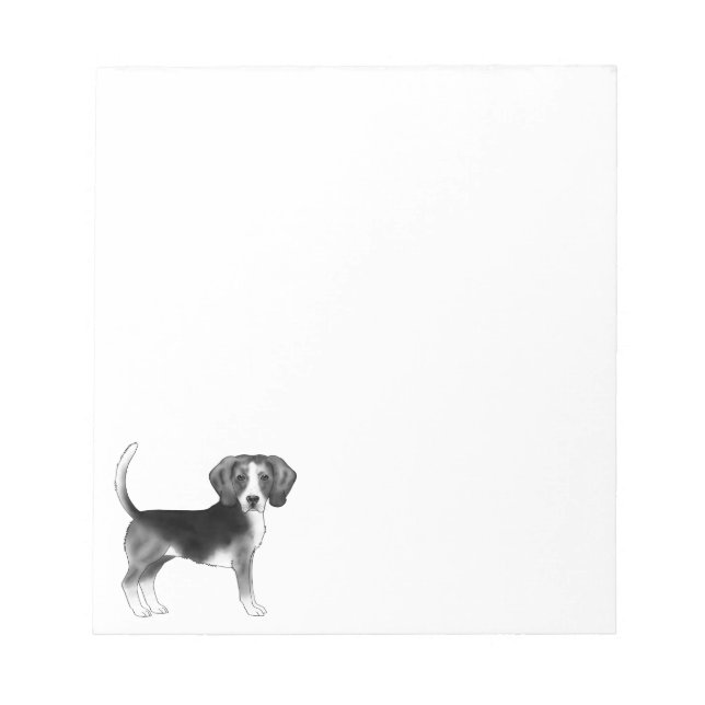 Niedliche Beagle-Hunde-Illustration in Schwarzweiß Notizblock (Vorderseite)