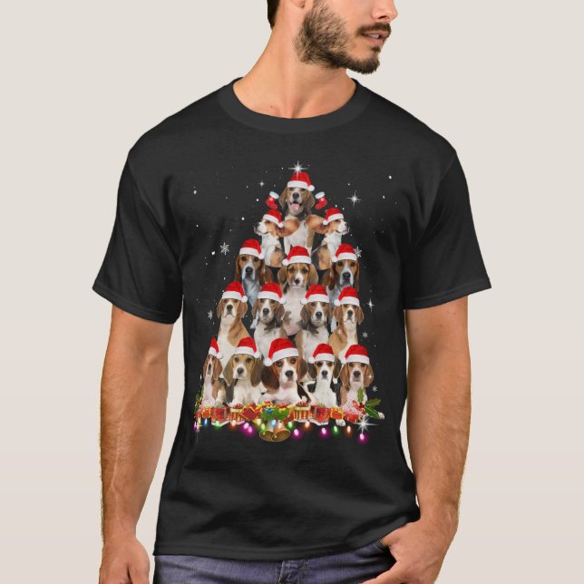 Niedliche Beagles Weihnachtsbaum Hund Weihnachten  T-Shirt (Vorderseite)