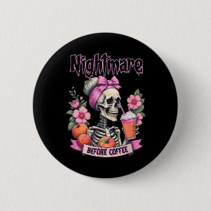 Niedliche Beängstigende Nacht vor Kaffeehaus Blume Button