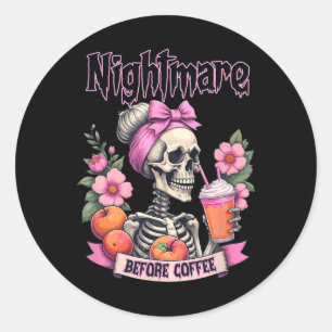 Niedliche Beängstigende Nacht vor Kaffeehaus Blume Runder Aufkleber