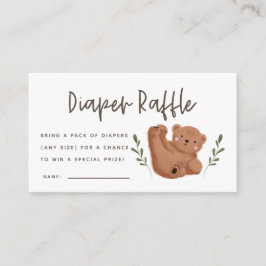 Niedliche Bear Baby Dusche Windeln Raffle Ticket Begleitkarte