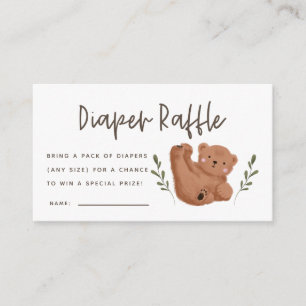 Niedliche Bear Baby Dusche Windeln Raffle Ticket Begleitkarte