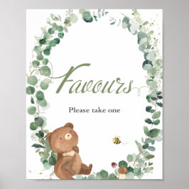 Niedliche Bear Greenery Favoriten Bitte nehmen Sie Poster
