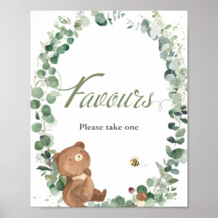 Niedliche Bear Greenery Favoriten Bitte nehmen Sie Poster