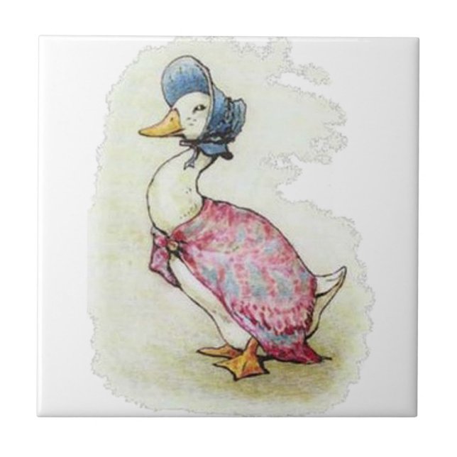 Niedliche Beatrix Potter, Jemima Puddle Duck Tile Fliese (Vorderseite)