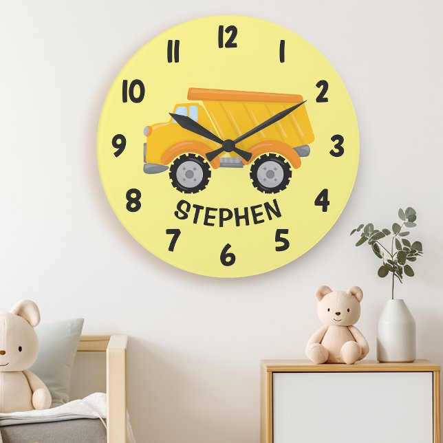 Niedliche Bebauungspumpe LKW Boys Bedroom Wall Große Wanduhr (Von Creator hochgeladen)