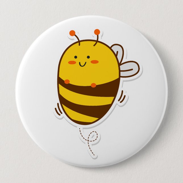 Niedliche Bee Kawaii Zeichnend Button (Vorderseite)