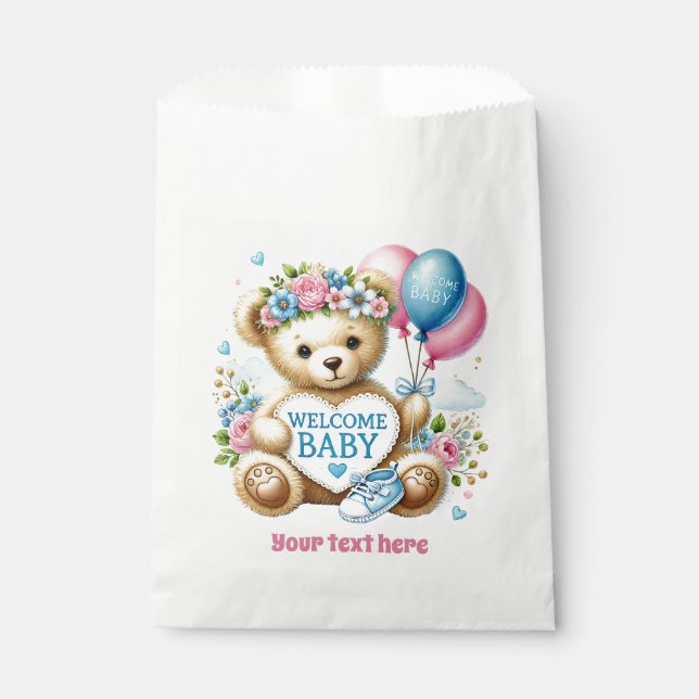 Niedliche Begrüßung der Babydusche Geschenktütchen (Vorderseite)