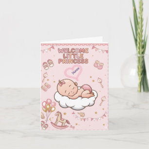 Niedliche Begrüßung Kleine Prinzessin Rosa Baby Mä Karte
