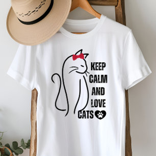 Niedliche Behalten Kälte und Liebe Katzen T-Shirt