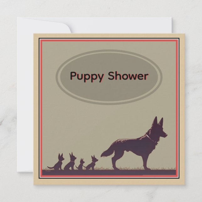 Niedliche belgische Schafhunde-Familie Einladung (Vorderseite)