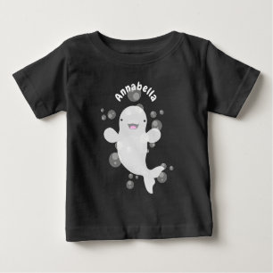 Niedliche Beluga-Wal-Blasen Cartoon-Abbildung Baby T-shirt
