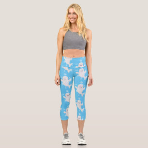 Niedliche Beluga-Wal-Blasen Cartoon-Abbildung Capri Leggings