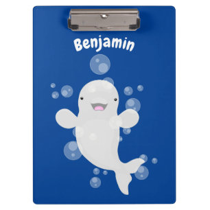 Niedliche Beluga-Wal-Blasen Cartoon-Abbildung Klemmbrett