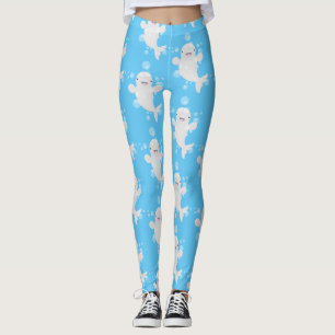 Niedliche Beluga-Wal-Blasen Cartoon-Abbildung Leggings