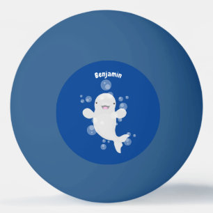 Niedliche Beluga-Wal-Blasen Cartoon-Abbildung Tischtennisball