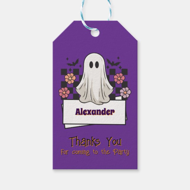 Niedliche Benutzerdefiniert Danke Halloween Ghost Geschenkanhänger (Vorderseite)