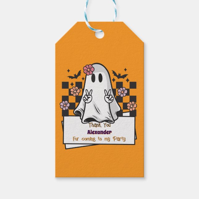 Niedliche Benutzerdefiniert Danke Halloween Ghost Geschenkanhänger (Vorderseite)