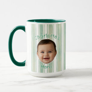 Niedliche benutzerdefinierte Namen hellgrün gestre Tasse