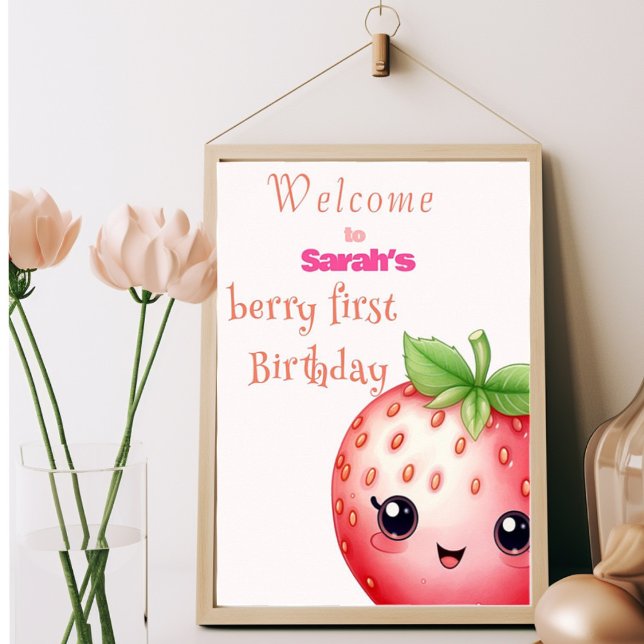 Niedliche Berry Erdbeere zum ersten Geburtstag Poster (Von Creator hochgeladen)