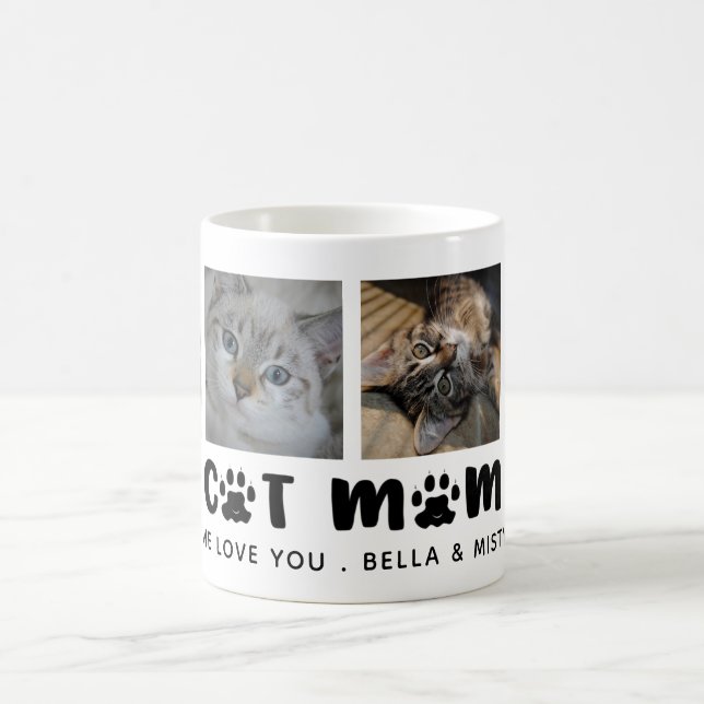 Niedliche BEST CAT-MAMA JE Paw Print Foto Collage Kaffeetasse (Mittel)