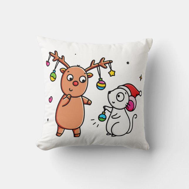 NIEDLICHE BESTE FREUNDE-SHARING GEKÜMMERT KISSEN (Vorderseite)