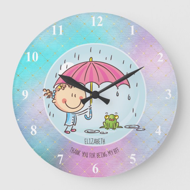 Niedliche BESTE FREUNDIN Besties Kawaii Geschenke  Große Wanduhr (Vorderseite)