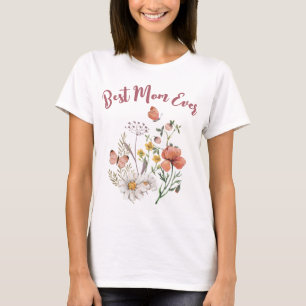 Niedliche beste Mama je Botanische Wildblume Blume T-Shirt