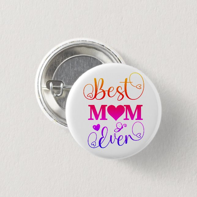 Niedliche Beste Mama je Typografie Button (Vorne & Hinten)