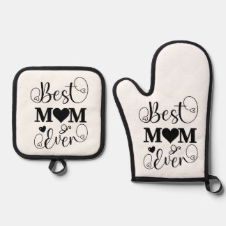 Niedliche beste Mama je Typografie Script Mütter T Ofenhandschuh & Topflappen-Set