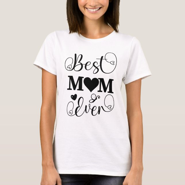 Niedliche beste Mama je Typografie Script Mütter T T-Shirt (Vorderseite)