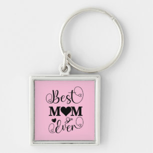 Niedliche Beste Mama je Typografie-Skript in Pink Schlüsselanhänger