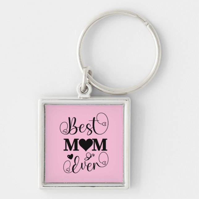 Niedliche Beste Mama je Typografie-Skript in Pink Schlüsselanhänger (Vorne)