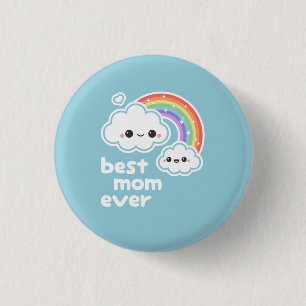 Niedliche beste Mama-Regenbogen-Wolken Button