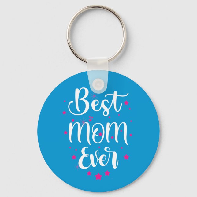 Niedliche beste Mama Text und kleine Sterne Schlüsselanhänger (Vorderseite)