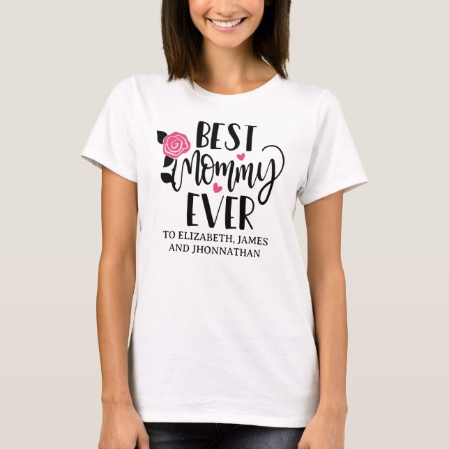 Niedliche beste Mommy je moderne Kinder Name Mutte T-Shirt (Vorderseite)